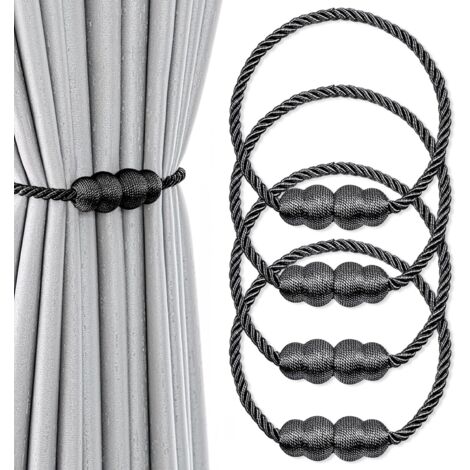 pezzi fermatende magnetici per tende, fermatende per tende, cinturino decorativo per tende, clip magnetica per tende per la decorazione di casa e ufficio, fibbia per tende (nero)