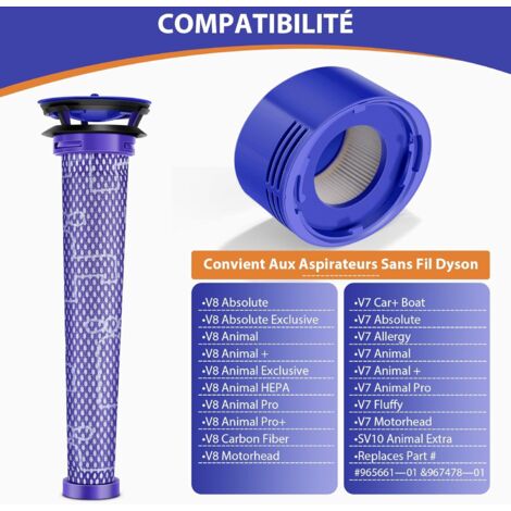 pezzi filtri per Dyson V8, filtri per aspirapolvere Dyson V8 Animal, filtro Dyson V8 Absolute, filtro per aspirapolvere Dyson V7, filtro HEPA compatibile con Dyson V7 V8 SV10 SV17