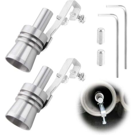 pezzi Fischietto turbo, fischietto per tubo di scarico auto taglia XL, simulatore di suono turbo blow-off in alluminio, accessorio universale per la modifica dell'auto (argento)