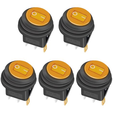 pezzi Interruttore a bilanciere impermeabile 12V 20A ON/OFF 3 pin 2 posizioni Interruttore a levetta Indicatore LED per auto camion barca elettrodomestici KCD1-8-101NW-BU, giallo
