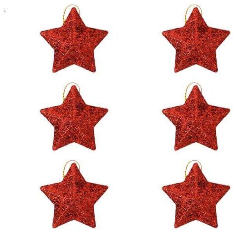 pezzi Mini Albero di Natale Decorazione Stella Pendente Ornamenti Natalizi Festa di Natale Accessori Fai da Te Artigianato (Rosso)