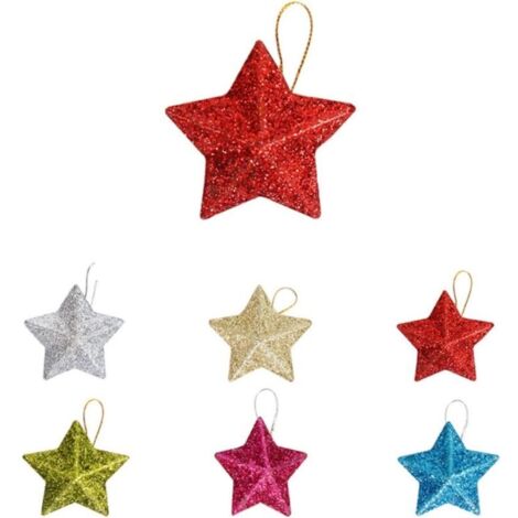pezzi Mini decorazioni a forma di stella per albero di Natale, ornamenti natalizi, accessori fai da te per feste di Natale (colorati)