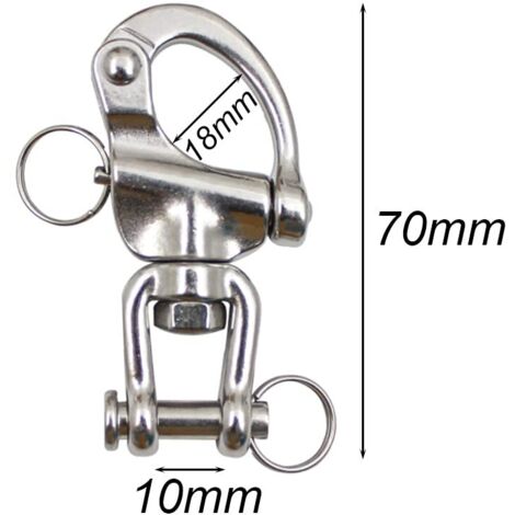 pezzi Moschettone girevole Grillo in acciaio inox 316 Maglie rapide in acciaio inox marino Moschettone in acciaio inox Gancio di traino Gancio a molla a sgancio rapido per drizza di barche a vela 70 m