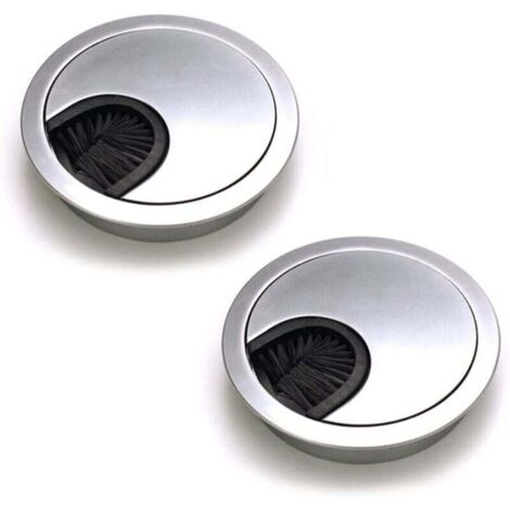 pezzi Passacavi rotondi da scrivania, passacavi, organizer per cavi per scrivania, 60 mm, canale per cavi da scrivania, per mobili (argento)