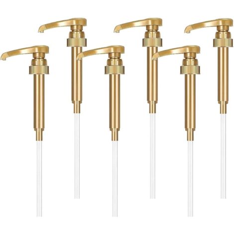 pezzi Pompa per sciroppo, pompa dosatrice riutilizzabile, erogatore di sciroppo, testa di ricambio per pompa per sciroppo con tubo flessibile, pompa per sciroppo e sapone per cucina e bagno (oro)