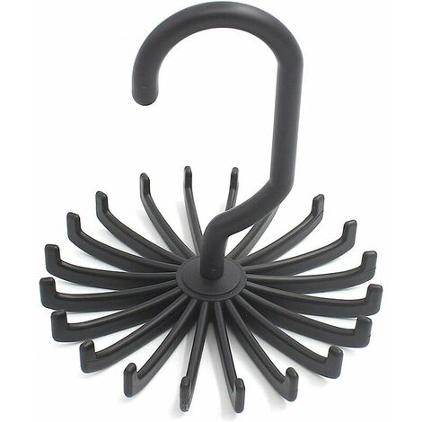 Pezzi Porta Cravatta, Porta Cravatta Twirl Porta Gancio Cintura, 20 Ganci Girevoli Regolabili per Organizzatore Armadio (Nero)