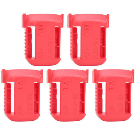 pezzi Portabatterie Milwaukee M18, per batterie al litio, montaggio a parete, scaffale portabatterie, dispositivo di montaggio con fessura per cintura 18V (rosso).