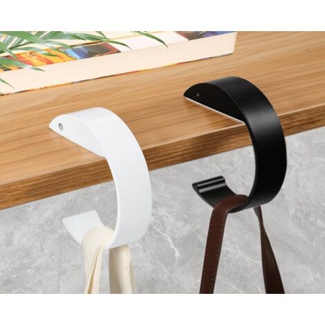 pezzi portaborse da tavolo, portaborse in metallo a forma di C, gancio per borsa da tavolo, per borse in ufficio, ristorante, gancio (4 pezzi neri e 4 pezzi bianchi)
