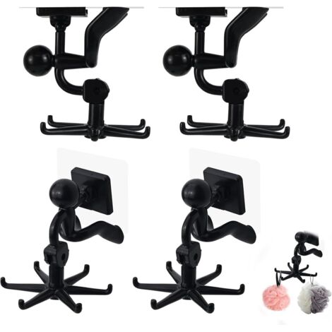 pezzi Portautensili da cucina a parete girevole a 360°, senza fori per utensili da cucina, portautensili da cucina con 6 ganci, accessori da cucina autoadesivi