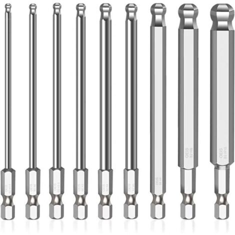 pezzi Punta per cacciavite magnetico esagonale da 1/4 di pollice, punta per cacciavite magnetico lunga 100 mm per cacciaviti manuali e cacciaviti elettrici (dimensioni: H1,5/2/2,5/3/4/5/6/8/10 mm) (9)