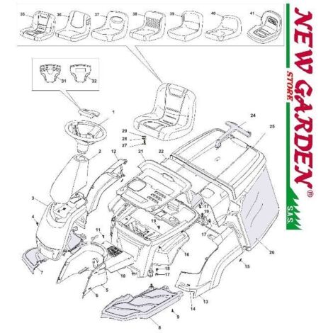 Pezzi ricambio carrozzeria 66cm XE966HDB B&S950 trattorino rasaerba CASTELGARDEN 24 MANIGLIA NERA