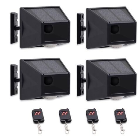 pezzi Rilevatore di movimento solare per esterni con rotazione libera IP65 impermeabile Sirena ad alto volume da 129 dB Lampada con 4 modalità di funzionamento Luce stroboscopica con telecomando