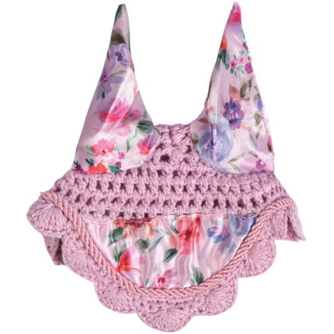 Pezzi, rosa con fiori: Cuffia giocattolo da mettere sulle orecchie dei cavallini peluches linea hobby horsing