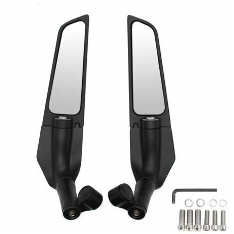 pezzi Specchietto retrovisore universale girevole per ala del vento modificata per moto Specchietti laterali regolabili girevoli a 90 ° - Nero