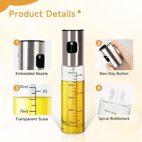 pezzi spray per olio per friggitrice ad aria, spray per olio da cucina da 100 ml, spray per olio d'oliva, spruzzatore per olio da cucina per friggitrice a griglia