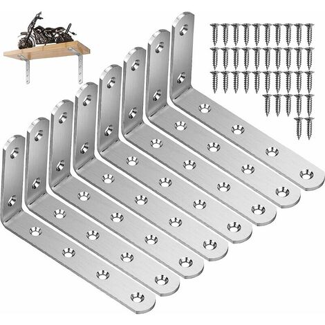 Pezzi Staffa per Mensola a Muro, Staffe di Fissaggio a Forma di L M4 x 16 126 x 75 x 20 MM Staffa per Mensola con Viti per Scaffale in Legno Mobili Sedia Tavolo
