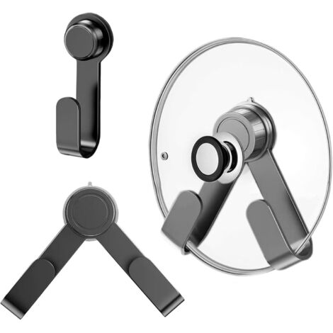pezzi Supporto girevole per coperchio con ventosa, gancio da parete regolabile, portaoggetti da cucina, supporto per tagliere, gancio multifunzione (grigio)