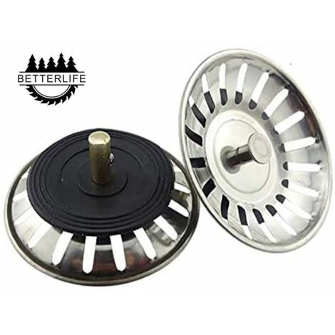pezzi Tappo di scarico universale da 8 cm in acciaio inox per lavello da cucina, doppio strato, per cucina e bagno