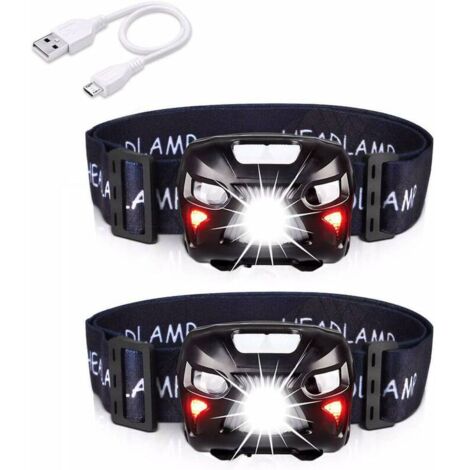 pezzi USB ricaricabile LED faro potente torcia frontale con 400LM, 8 modalità di illuminazione, IPX4 impermeabile, sensore di movimento per pesca, campeggio, escursionismo, ciclismo, lettura