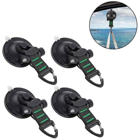 pezzi Ventose per carichi pesanti con ganci Ventosa per attacco da campeggio per auto potenziata Accessorio per telone da campeggio con supporto per gancio Forte potenza compatibile - Nero