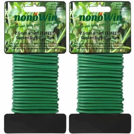 pezzi x 10 m, totale 20 m, legaccio per piante in gomma morbida, filo riutilizzabile, robusto supporto per piante da giardino, alberi, pomodori, viti, piante rampicanti, verde