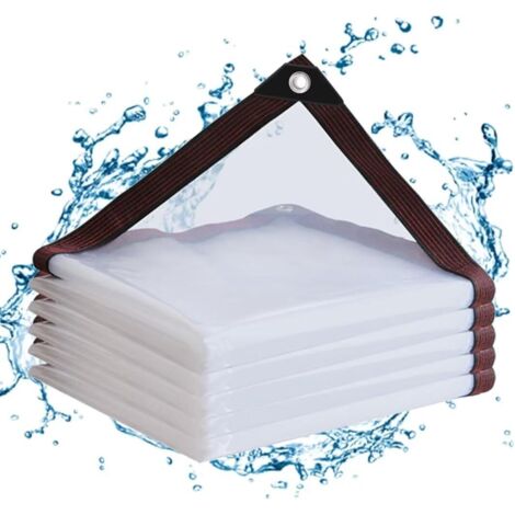 SERBIA pezzo (2 x 3 m) telo impermeabile in PE trasparente con occhielli per balconi, frangivento, mobili da giardino per esterni, giardini d'inverno