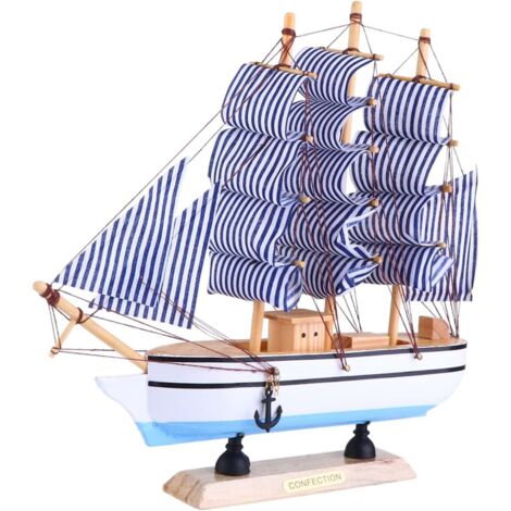 pezzo di decorazione per barca a vela, 24 cm, decorazione per la casa, per soggiorno, ornamento per barca a vela, decorazione per interni costieri, decorazione per casa in legno retrò, barca nautica