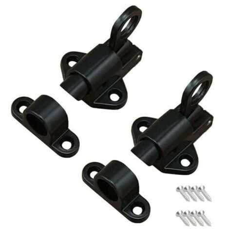 Pezzo di fermo per porta nero, fermo a molla, fermo per porta, con 8 viti, adatto per porte e finestre, porte in legno, porte del bagno, armadi, guardaroba YMYNY