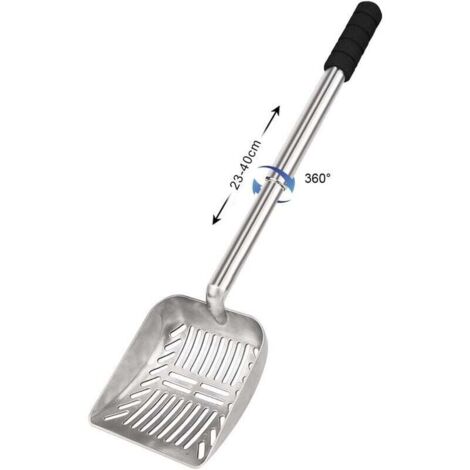 pezzo di paletta per lettiera per gatti in metallo, set di paletta per lettiera per gatti con manico lungo e set di scope in plastica, adatto per la pulizia della lettiera per gatti.