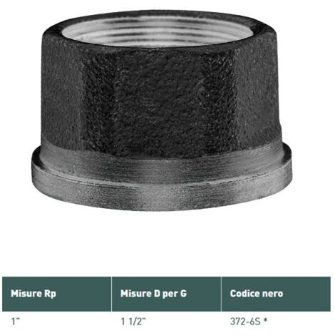 Pezzo folle a sede piana, uguale, misura 1", nero 372-6S - -  GEBO - -
