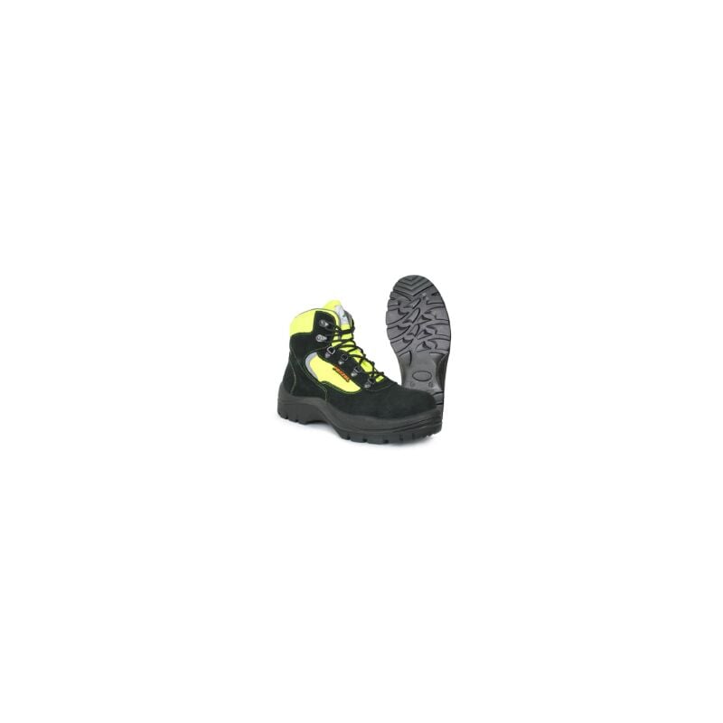 Image of Diaz S3 scarpe da lavoro alte n. 44 invernali per la protezione civile in tessuto idrorepellente nero e giallo made in Italy Nero + Giallo fluo 44