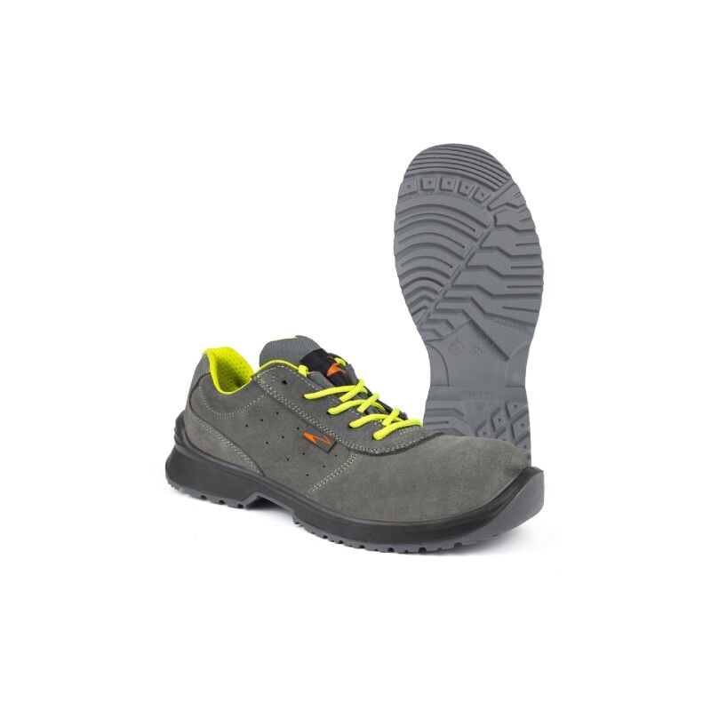 Pezzol Malbek S1P SRC 610Z chaussures de travail basses N. 39 chaussures de se'curite' d'e'te' en daim gris fabrique'es en Italie Grigio + Giallo