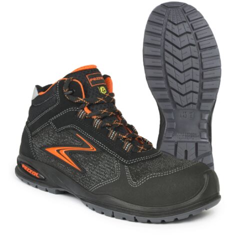 Pezzol Quattro S3 scarpe da lavoro alte invernali antinfortunistiche N.45 in PU Tek nera e arancione metal free made in Italy idrorepellenti Nero + Arancione 45