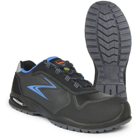 Pezzol Salento S3 ESD SRC scarpe da lavoro antinfortunistiche N.41 in pelle nera con inserti azzurri metal free made in Italy Nero + Azzurro 41