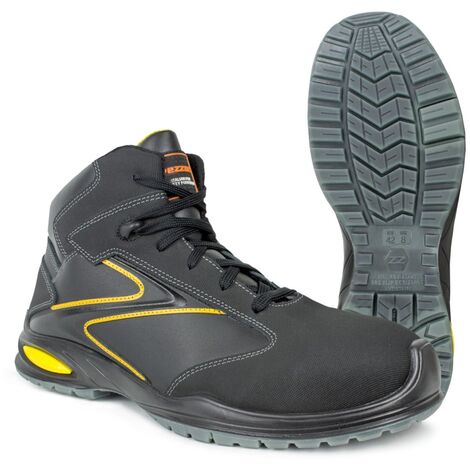 Pezzol Scrambler S3 scarpe da lavoro alte invernali 45 antinfortunistica in pelle nera metal free made in Italy Nero + Giallo 45