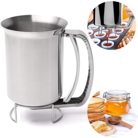 Pfannkuchenteigspender aus Edelstahl, Kuchenteigspender und Trichter, geeignet für moderne Küchen, Konditoreien, Bäckereien, Saftläden usw. (Silber)