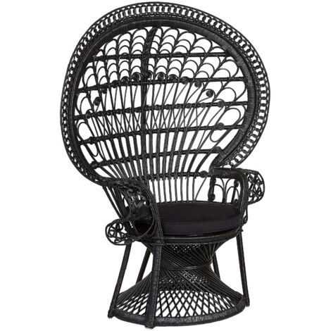 Pfauenstuhl EMMANUELLE Rattan Schwarz