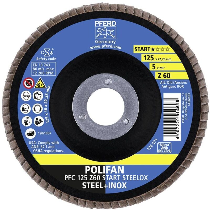 69300935 pfc 125 z 60 start steelox Disque segmenté Diamètre 125 mm ø de perçage 22.23 mm 10 pc(s) - Pferd