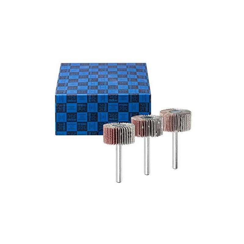 Pferd - 44498002 set de 3 meuleuses à lamelles f corindon ø 30 x 15 mm diamètre de la tige 6 mm A60, 80, 120 pour affûtage et fi