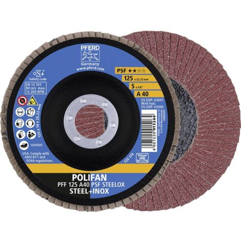 PFERD 67644125 A Psf Steelox Disco con falde Diametro 125 mm Ø foro 22.23 mm 10 pz.