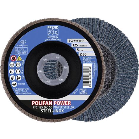 PFERD 67786125 Z Sg Power Steelox Disco con falde Diametro 125 mm Ø foro 22.23 mm 10 pz.