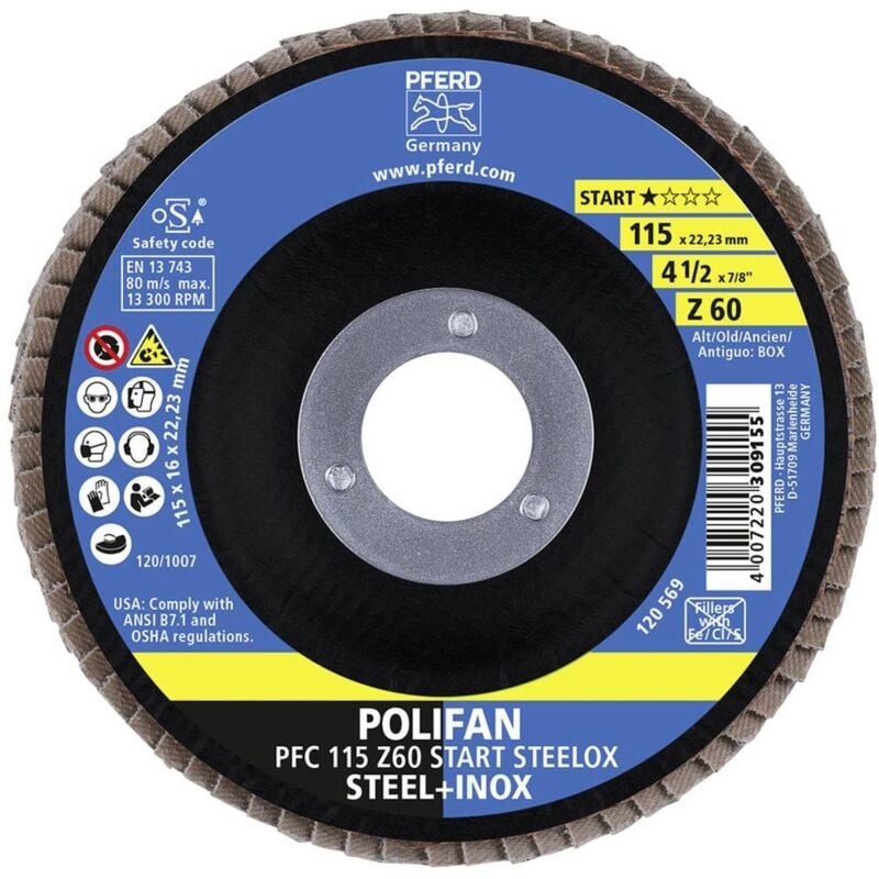 69300937 pfc 115 z 60 start steelox Disque segmenté Diamètre 115 mm ø de perçage 22.23 mm 10 pc(s) - Pferd