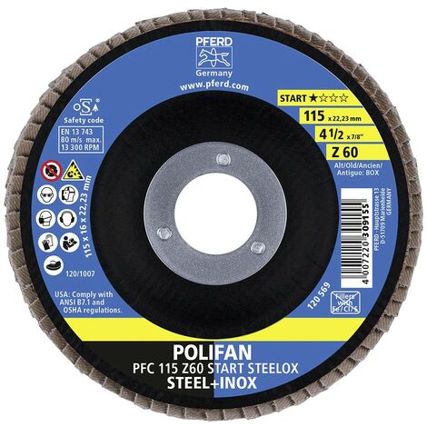 PFERD 69300937 PFC 115 Z 60 START STEELOX Disque segmenté Diamètre 115 mm Ø de perçage 22.23 mm 10 pc(s)