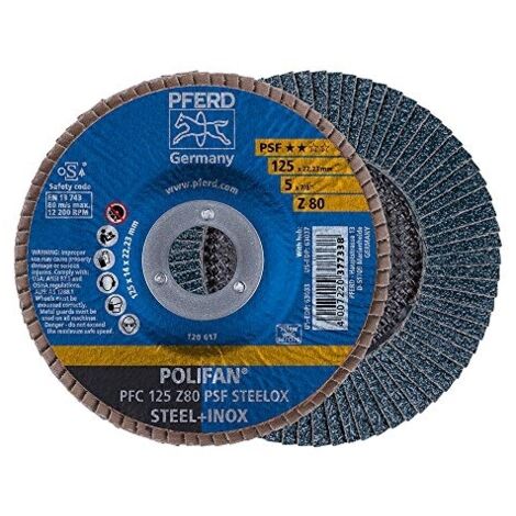 PFERD 69398194 PFC 125 Z 80 PSF STEELOX Fächerschleifscheibe Durchmesser 125 mm Bohrungs-Ø 22.23 mm