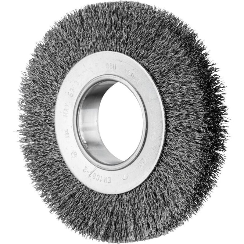 Brosse ronde pos large non agrandie rbu ø 150 x 25 mm alésage variable ø 0,30 fil d'acier pour support de ponçage - Pferd