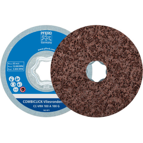 PFERD COMBICLICK harte Vliesronde CC Ø 100mm A100G für Feinschliff und Finish mit Winkelschleifer 10 Stk