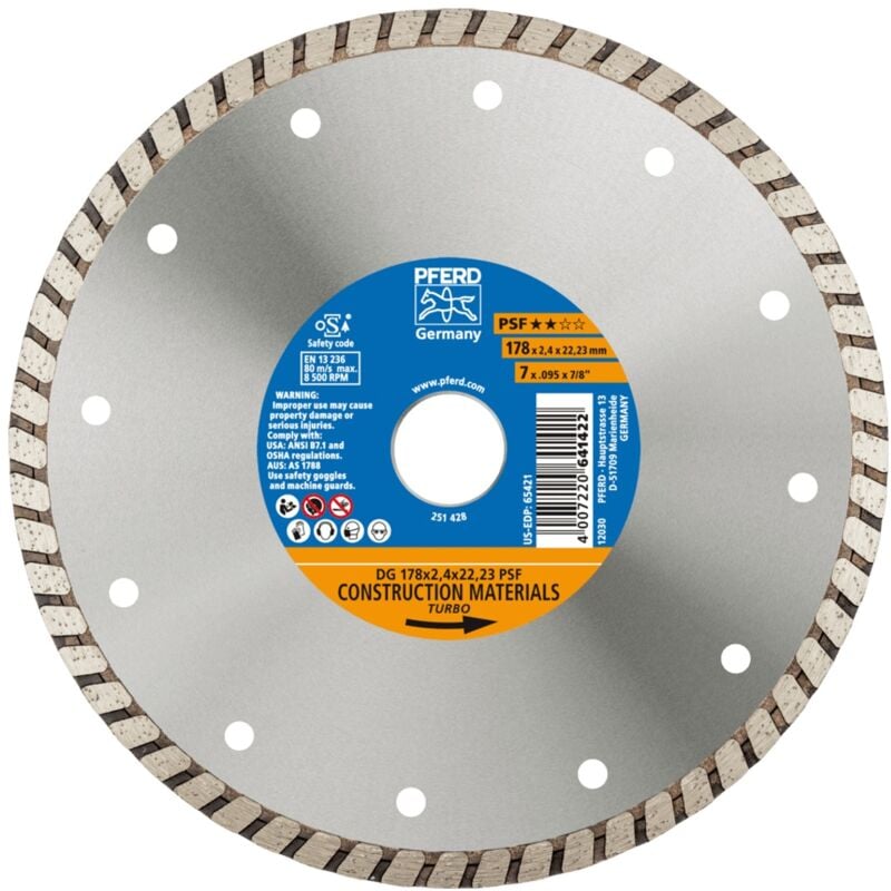 Pferd - Diamant-Trennscheibe dg 178x2,4x22,23 mm psf z. Trennen v. Stein/Beton,hohe Schnittqualität
