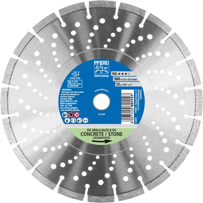 Pferd - Diamant-Trennscheibe ds 300x2,8x25,4 mm sg für schnelles Trennen von Stein und Beton
