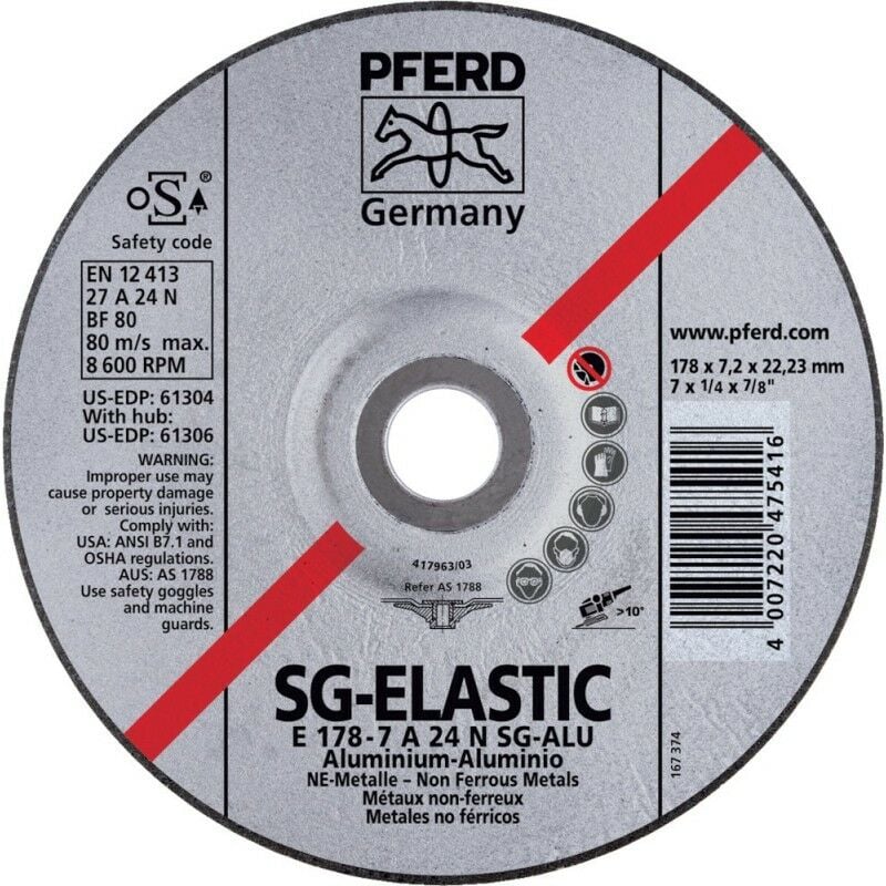 Disco Abrasivo A24Nsg Alu 125X7,2Mm Gekr. Pferd