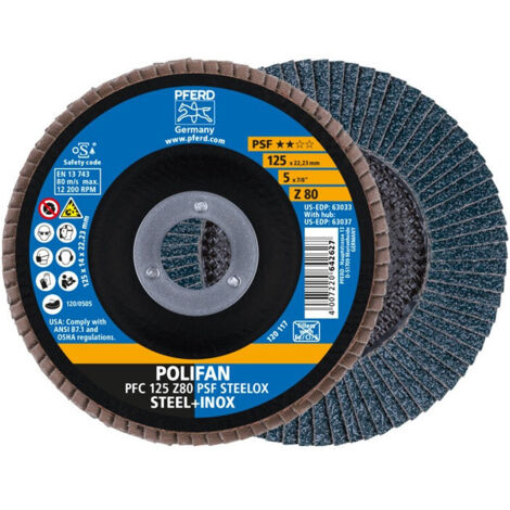 PFERD Disque à lamelles POLIFAN Z PSF STEELOX D. 125 mm granulation Z-80 conique ( 4000842599 )